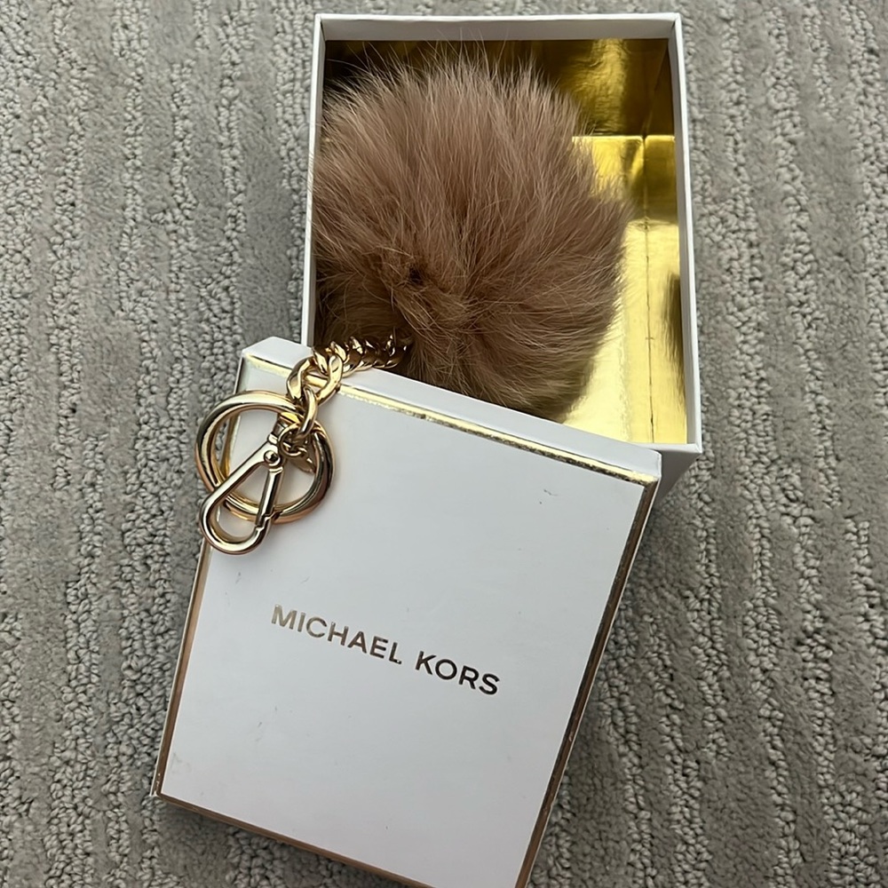 Michael Kors brown puff keychain bag charm
